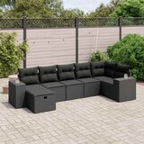  7-dijelni set vrtnih sofa od poliratana s jastucima crni | shoptok.hr