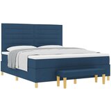 vidaXL Krevet s box springom s madracem i klupom Plavi 180x200 cm Tkanina | shoptok.hr