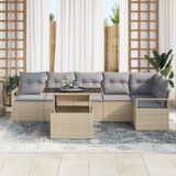 vidaXL set vrtnih kauča od 7 dijelova s jastučićima Bež Poli ratan | shoptok.hr