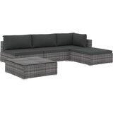 Maison Chic Seti vrtnega pohištva - Vrtna garnitura - Vrtni pohištvo set z blazinami 5-delna poli ratan siva, (21796885) | Shoptok.si