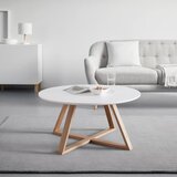 Bessagi Home klubska miza mattia, bela, hrast, Ø 80 cm | Shoptok.si