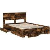  Krevetna konstrukcija s ladicama Dimljeni hrast 140 x 190 cm | shoptok.hr