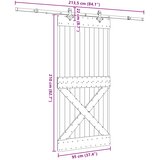  Klizna vrata NARVIK Prirodna i crna 95 x 210 cm (213,5 cm) | shoptok.hr