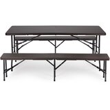 Modern Home catering stol 180 cm + 2 klupe - smeđi rattan | shoptok.hr