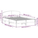  Okvir za krevet s uzglavljem 140x200 cm od masivne borovine | shoptok.hr