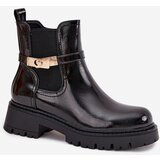 Boto Patent leather ankle boots lined with decorative strap black Vivessa | Shoptok.si