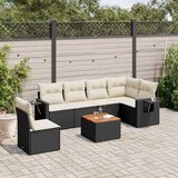 Maison Chic Seti vrtnega pohištva - Vrtna garnitura - Vrtni pohištvo set 7-delna z blazinami črn poli ratan, (21801221) | Shoptok.si