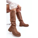 EVENTO Women's Quilted Knee-High Boots Brown Heliofa | ePonuda.com