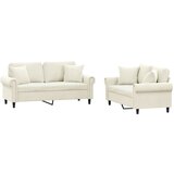 VidaXL 2-dijelni set sofa s jastucima krem baršunasti VidaXL 2-dijelni set sofa s jastucima krem baršunasti Slike