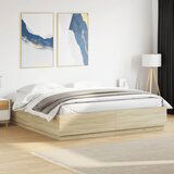 Maison Chic Posteljni okvir - Dvoposteljna postelja - Zakonska postelja sonoma hrast 180x200 cm inženirski les-J5583, (21774692) | Shoptok.si
