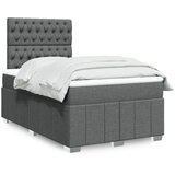 vidaXL Box spring postelja z vzmetnico temno siva 120x200 cm blago | Shoptok.si