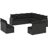  11-dijelni set vrtnih sofa od poliratana s jastucima crni | shoptok.hr