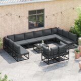 vidaXL Sjedeća garnitura za vrt 12 pcs Crna 423 x 211.5 x 71 cm | shoptok.hr