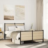 Maison Chic Kovinski Posteljni okvir - Dvoposteljna postelja - Zakonska postelja brez vzmetnice sonoma hrast 120x190 cm, (21694079) | Shoptok.si