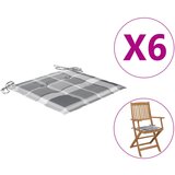 vidaXL Jastuci za vrtne stolice 6 kom sivi karirani 40x40x3 cm tkanina cijene