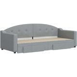  Izvlečna dnevna postelja s predali svetlo siva 80x200 cm blago | Shoptok.si