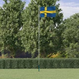 vidaXL Švedska zastava in drog 6,23 m aluminij