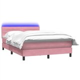 Box Spring krevet s madracem i LED ružičasti 140x220 cm baršun | shoptok.hr