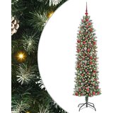 vidaXL Umjetno vitko božićno drvce s stalakom Zelena i bijela 180 cm | shoptok.hr