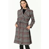 Dewberry Z6638 PLAID WOMEN'S COAT-BURGUNDY-BLACK Cijene