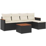 Maison Chic Seti vrtnega pohištva - Vrtna garnitura - Vrtni pohištvo set 6-delna z blazinami črna poli ratan, (21804532) | Shoptok.si