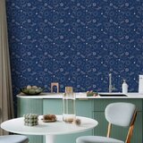  Tapeta - Cosmic Fantasy - Pattern with Suns - Moons - and Dragonflies on a Dark Background. 50x1000 Vodootporna | shoptok.hr