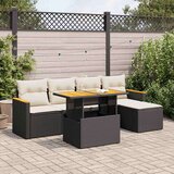 vidaXL 6-dijelni set vrtnih sofa s jastucima crni od poliratana bagrem | shoptok.hr