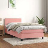 Box spring postelja z vzmetnico roza 90x200 cm žamet, (20895226) | Shoptok.si