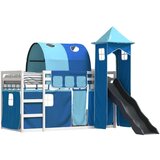 vidaXL krevet na kat s toboganom i zavjesama plavi 90 x 200 cm | shoptok.hr