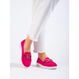 SHELOVET Suede loafers on thick soles pink