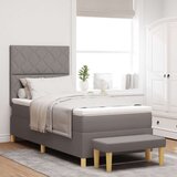 vidaXL Box Spring Postelja z Ležiščem in Klopjo Taupe 90x190 cm Tkanina, (22081099) | Shoptok.si