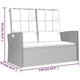  Nagibna vrtna klupa s jastucima crna 118 cm od poliratana | Eponuda.com