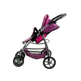 Kolica za lutku Alice 2u1 - roza s crnim točkicama | shoptok.hr