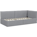 vidaXL Kotna postelja z vzglavjem Svetlo siva 100 x 200 cm blago, (5000069106) | Shoptok.si
