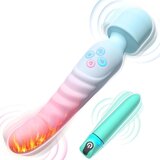 SuperLove Double Pleasure Heating Massage Wand & Bullet Vibrator Set Blue-Pink Cene
