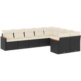  9-dijelni set vrtnih sofa s jastucima crni od poliratana | shoptok.hr