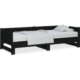  Dnevni ležaj na izvlačenje crni 2x (80x200) cm masivna borovina | shoptok.hr