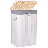 springos bambusova košara za rublje s poklopcem 72 l, bijela | shoptok.hr