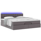 vidaXL Otomanski posteljni okvir z vzmetnico siv 180x200 cm um. usnje | Shoptok.si
