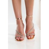 Fenzy Sandale Na Visoku Petu S Kamenčićima, Boja Šampanjca | shoptok.hr