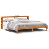 Maison Chic Posteljni okvir - Dvoposteljna postelja - Zakonska postelja z vzglavjem voščeno rjava 180x200 cm borovina, (21693561) Cene