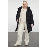 Trendyol curve black regular fit contrast lining detailed long puffer parka coat