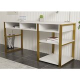 Woody Fashion Hanah kućni radni sto 150x75,8x58,4 cm Bijelo-zlatna boja | Eponuda.ba