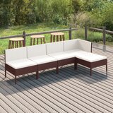 Maison Chic Seti vrtnega pohištva - Vrtna garnitura - Vrtni pohištvo set 5-delna z blazinami poli ratan rjava, (21817632) | Shoptok.si