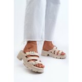 Kesi Women's low-heeled slippers ZAXY light beige cene