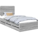  Krevetna konstrukcija Siva Sonoma 90 x 200 cm Inženjersko Drvo | shoptok.hr