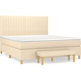 vidaXL Krevet s oprugama i madracem krem 160x200 cm od tkanine | shoptok.hr