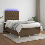 Krevet s oprugama i madracem LED tamnosmeđi 120x190 cm tkanina | Eponuda.com