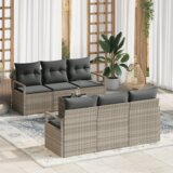 Set od 7 dijelova vrtne sofe s jastučićima svjetlosiva poli ratan | shoptok.hr