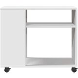 vidaXL Stranska mizica s kolesi bela 70x35x60 cm inženirski les | Shoptok.si